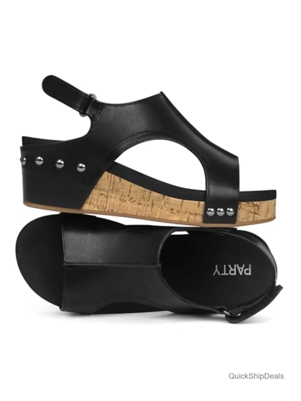 Women's Wedge Sandals with Cork Bottom, Adjustable Ankle Strap, 2-Inch Heel